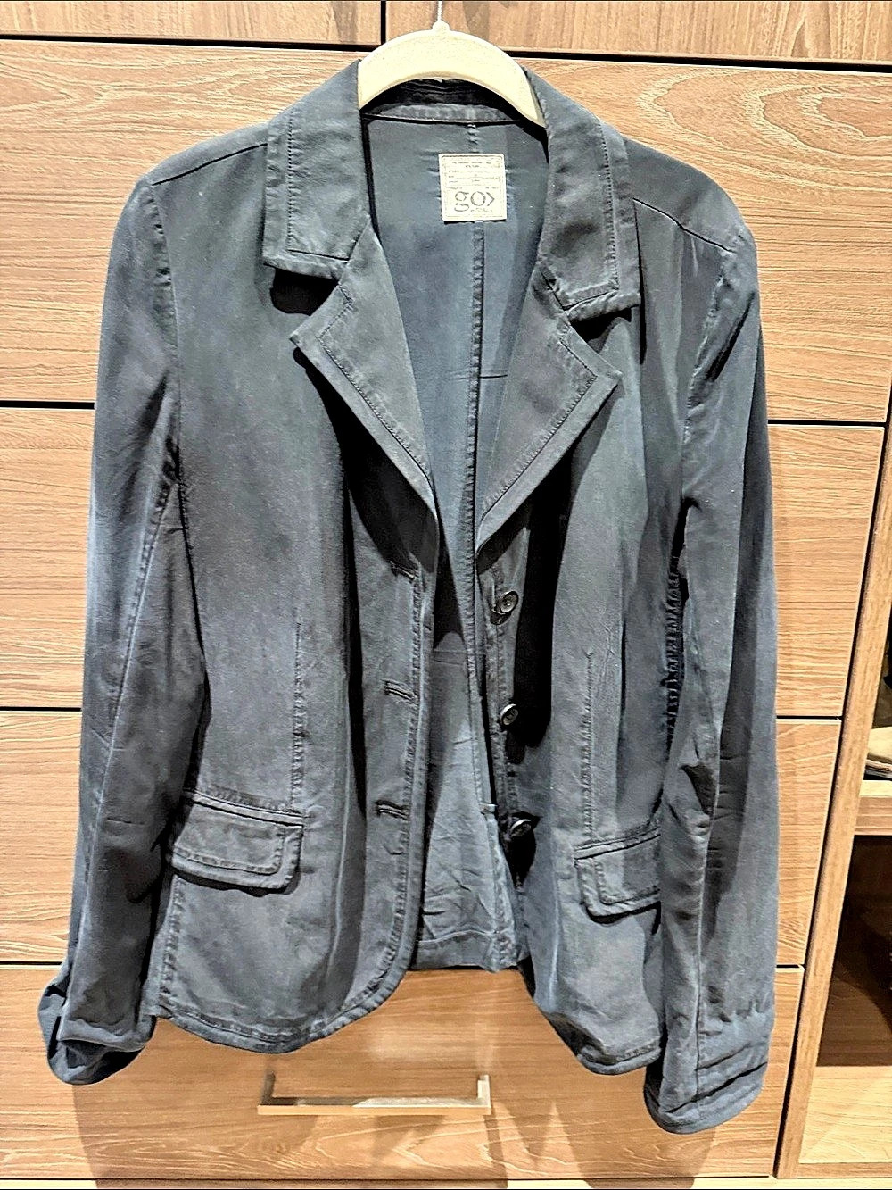 go> > silk charcoal Blazer Jacket